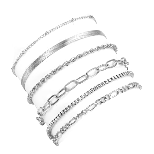Asukohu 6pcs Elegante Goldarmbänder Für Frauen 14k Real Gold Plattierbar Und Bequemer Verschleiß Statement Stapel Stapelbare Armbänder Set von Asukohu