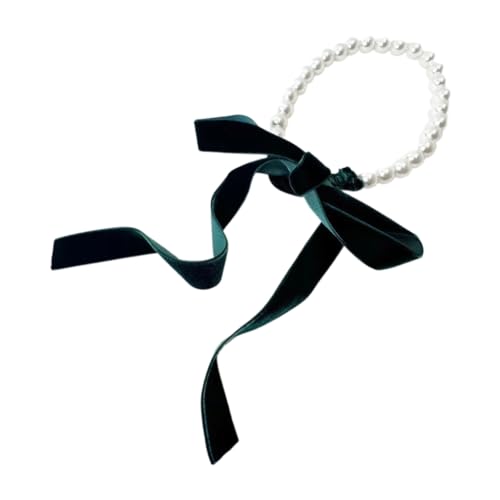 Asukohu Bowknot Choker Halskette für Frauen Samtband Imitation Perle Schlüsselbein Kette, Imitationsperle von Asukohu