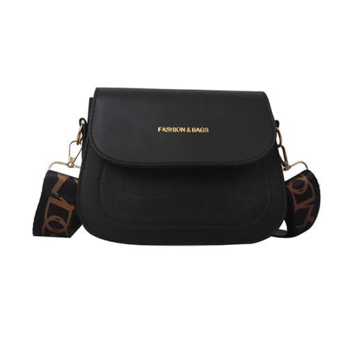Asukohu Breiter Schultergurt, kleine quadratische Tasche mit modischer Klappe, PU-Leder, Crossbody-Tasche für Einkaufen und Reisen, modische Umhängetasche aus PU-Leder, Schwarz , One Size Asukohu Breiter Schultergurt, kleine quadratische Tasche mit modischer Klappe, PU-Leder, Crossbody-Tasche für Einkaufen und Reisen, modische Umhängetasche aus PU-Leder, Schwarz , One Size von Asukohu