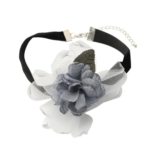 Asukohu Choker-Halskette mit schwarzem Samtstreifen mit großer Blume, für Damen und Mädchen, trendiger Modeschmuck am Hals, Accessoires, Geschenke, Metall von Asukohu