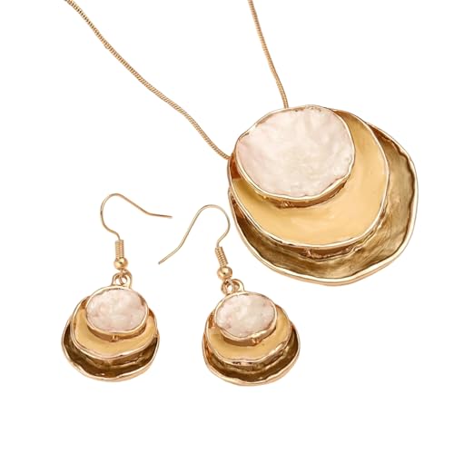 Asukohu Damen-Blumen-Schmuck-Set, bequemer Anhänger, verstellbare Kette, Halskette, geeignet für verschiedene stilvolle Outfits, unregelmäßige Ohrringe, Halsketten-Set, Einheitsgröße, Wie beschrieben von Asukohu