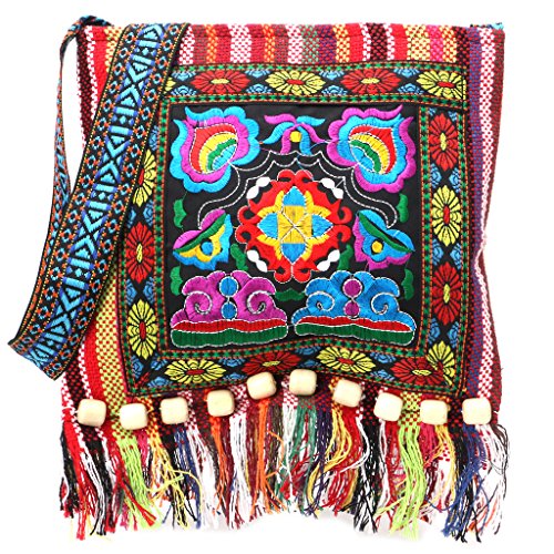 Asukohu Damen-Umhängetasche, chinesische Stickerei, Hill Tribe For Tote Messenger Bag, R, One Size Asukohu Damen-Umhängetasche, chinesische Stickerei, Hill Tribe For Tote Messenger Bag, R, One Size von Asukohu