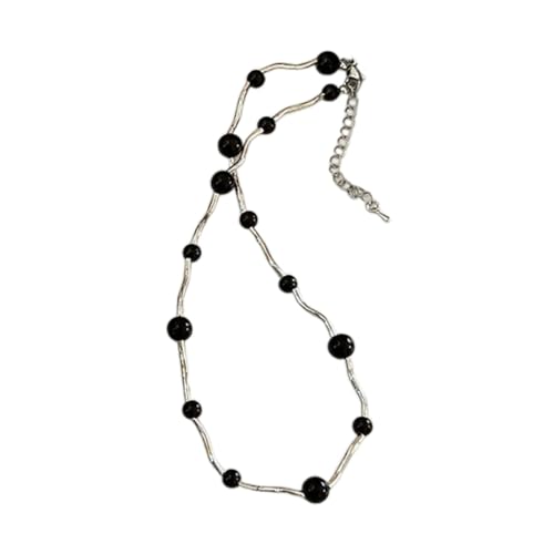 Asukohu Einzigartige Halskette mit Kunstperlen, stilvolle Schlüsselbeinkette, Verzierung, Perlen-Halskette, Party-Halsschmuck für Damen und Mädchen, Imitationsperle von Asukohu