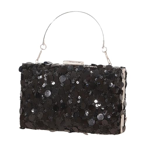 Asukohu Einzigartige quadratische Pailletten-Handtasche mit geräumigem Fach, Abendtasche, Schultertasche, für Hochzeiten und Abendveranstaltungen, glitzernde Banketttasche, Schwarz , One Size von Asukohu
