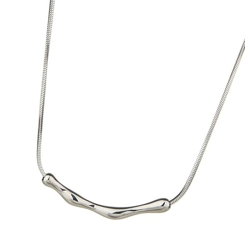 Asukohu Elegante, kurze Halskette mit modernem Edelstahl-Halsschmuck, modische Halskette, geeignet für Frauen, passender Look, trendiger Büroschmuck, Einheitsgröße, Wie beschrieben, Wie beschrieben von Asukohu