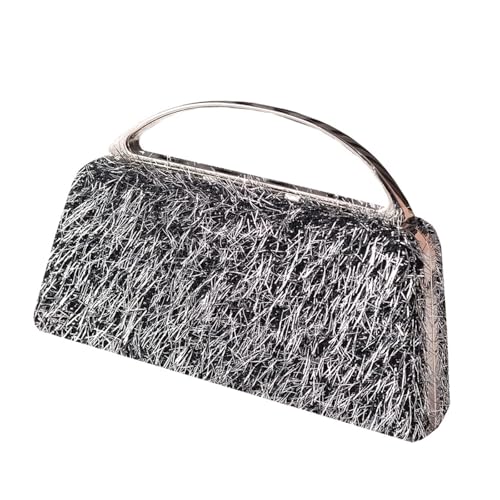 Asukohu Elegante Abendtasche mit metallischen Quasten, abnehmbare Kette, Schultertasche, Geldbörse, für Hochzeiten und Partys, abnehmbare Kettentasche, silber, One Size von Asukohu
