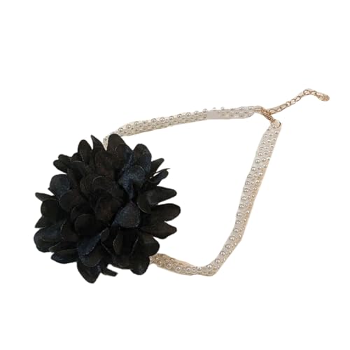 Asukohu Elegante Blumen-Choker-Halskette, Vintage-Anhänger, Halskette, Perlen, Choker für Damen, Imitationsperle von Asukohu