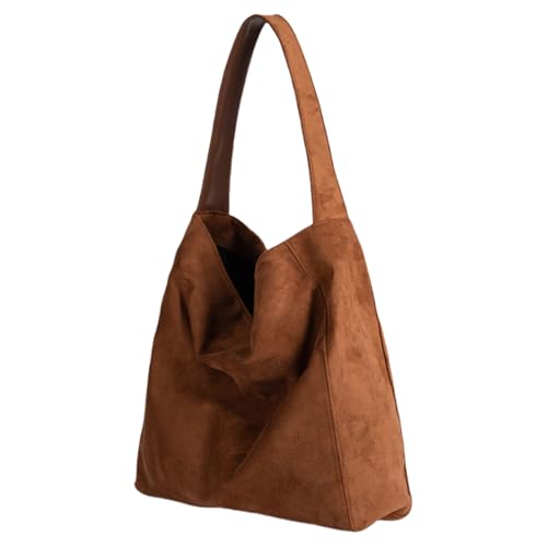 Asukohu Elegante Einkaufstasche mit großen Taschen, lässige Einkaufstasche, Schultertasche, Handtasche für Büro und Freizeit, täglicher Shopper, coffee, One Size von Asukohu
