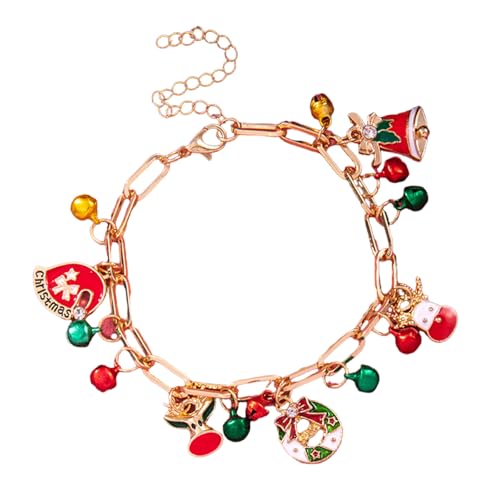 Asukohu Elegante Feiertagsfeierlichkeiten Bells Schneemann Schneeflocken Elch Weihnachten The Handchain Fashion Handgelenk Accessoire Elegant Festival Handgelenk Accessoire von Asukohu