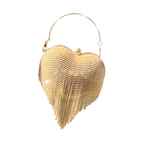 Asukohu Elegante Frauenabendhandtasche Mit Strassstichen Quasten Dekoration Herz Form Umhängetasche Für Hochzeiten Und Partys Anspruchsvoller Frauenbeutel von Asukohu
