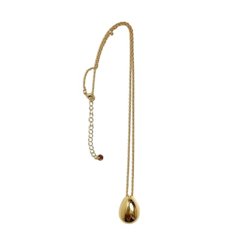 Asukohu Elegante Halskette aus poliertem Wassertropfen-Anhänger mit eiförmigem Wassertropfen-Anhänger, raffinierte Schlüsselbein-Kette, M, Metall von Asukohu