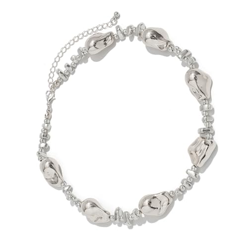 Asukohu Elegante Halskette mit unregelmäßigen Perlen für Damen, Bürokleidung, Schmuck, Legierung, Textur für Büro und Abendveranstaltungen, stilvoller Alltagsschmuck für Damen, Einheitsgröße, Wie von Asukohu