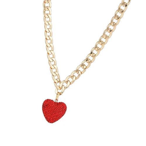 Asukohu Elegante Herz-Anhänger-Halskette für Damen, mit dicker Kette, modische Herz-Tropfen-Ohrringe für verschiedene Anlässe, Einheitsgröße, Wie beschrieben, Wie beschrieben von Asukohu