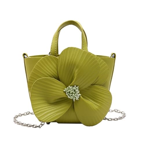 Asukohu Elegante Umhängetasche mit Blumenform, PU-Leder, Umhängetasche, vielseitige Umhängetasche, Unterarm-Handtasche für Damen, PU-Leder-Schultertasche, grün, One Size von Asukohu