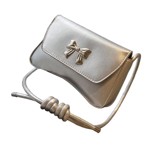 Asukohu Elegante Umhängetasche mit Schleifen-Dekoration, PU-Leder, Umhängetasche, vielseitige Umhängetasche, Unterarm-Handtasche für Damen, lässige Umhängetasche, silber, One Size Asukohu Elegante Umhängetasche mit Schleifen-Dekoration, PU-Leder, Umhängetasche, vielseitige Umhängetasche, Unterarm-Handtasche für Damen, lässige Umhängetasche, silber, One Size von Asukohu