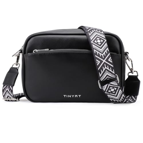 Asukohu Elegante kleine Damen-Schultertasche aus PU-Leder mit stilvollem Gitarrengurt, vielseitige Umhängetasche, organisierte Tasche mit mehreren Taschen, Schwarz , One Size Asukohu Elegante kleine Damen-Schultertasche aus PU-Leder mit stilvollem Gitarrengurt, vielseitige Umhängetasche, organisierte Tasche mit mehreren Taschen, Schwarz , One Size von Asukohu