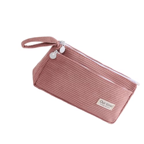 Asukohu Federmäppchen aus Cord mit 2 Fächern für Schüler und Erwachsene, große Kapazität, Stift-Organizer, Federmäppchen, Reise-Make-up-Tasche, Bleistift-Organizer-Tasche, B von Asukohu