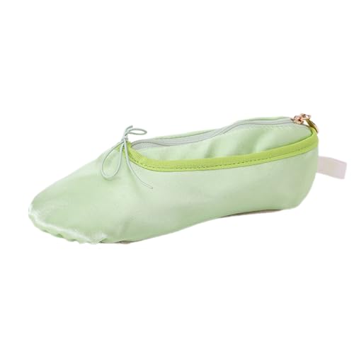 Asukohu Federmäppchen in Form eines Ballettschuhs, Kosmetiktasche, Make-up-Halter, tragbare Aufbewahrungstaschen mit geräumigem Innenraum, grün von Asukohu