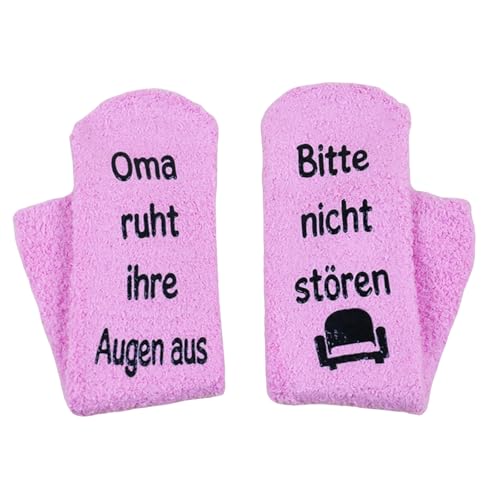 Asukohu Flauschige Hausschuh-Socken mit lustigen Buchstaben, rutschfeste Greifer, Korallen-Fleece-Bodensocken für Innenbereich, Oma, Urlaub, Winter, Indoor, B, Einheitsgröße von Asukohu