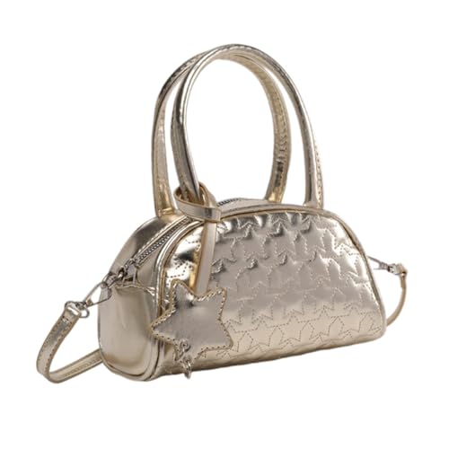 Asukohu Frauen Bowling Tasche Sternmuster Schulter PU Leder Handtasche Kleine Crossbody Einfache Messenger Für Tägliche Sternmuster Crossbody Für Frauen PU Leder Bowling Einfache Schulter von Asukohu