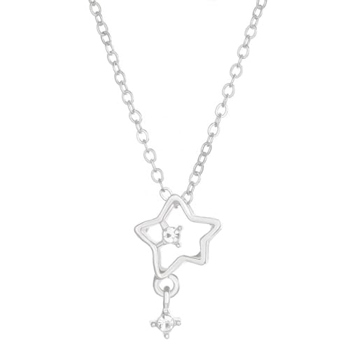 Asukohu Funkelnde Stern-Anhänger-Halsketten, ausgehöhlte Pentastar-Kette, stilvolle Schlüsselbein-Ketten aus Legierung für den täglichen Gebrauch, Metall von Asukohu