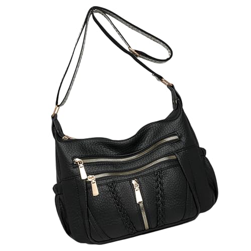 Asukohu Funktionelle Umhängetasche aus weichem PU-Leder für Damen, Schultertasche, organisierte Taschen und verstellbarer Riemen, Crossbody-Tasche für Damen, Schwarz , One Size Asukohu Funktionelle Umhängetasche aus weichem PU-Leder für Damen, Schultertasche, organisierte Taschen und verstellbarer Riemen, Crossbody-Tasche für Damen, Schwarz , One Size von Asukohu