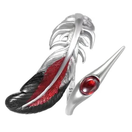 Asukohu Gefiederte Inspirierte Verstellbare Fingerringe Silberton Kupferschmuck Accessoire Für Frauen Männer Trendy Unisex Geschenke Ideen Retro Trendy Rings von Asukohu