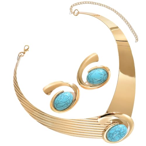 Asukohu Geometrische Halskette Und Ohrringe Set Leichter Legierungsschmuck Komfortable Accessoire Für Frauen Täglich Abends Event Event Leichter Geometrischer Schmuck von Asukohu