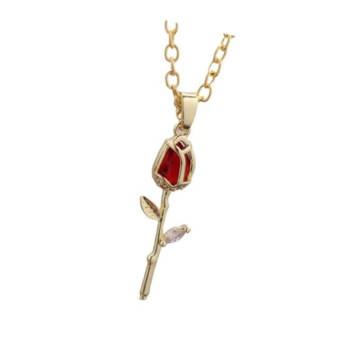 Asukohu Goldkupfer Tulpen Blumenkette Mit Strasssteinen Die Tragbares Zubehör Für Hochzeiten Und Besondere Anlässe Anhängende Halskette Detailliert Beschreiben von Asukohu