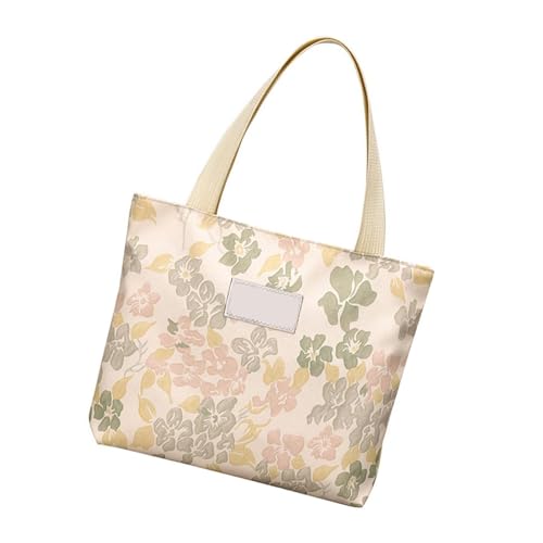 Asukohu Großkapazität Blumenmuster Top Bag Damen Praktische Leinwand Leichte Handtasche Für Die Tägliche Wesentliche Frauenschulter von Asukohu