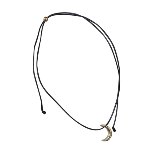 Asukohu Halskette mit Mond-Anhänger, verstellbare Kordel, Choker, modischer Halsschmuck, Geschenk, Metall von Asukohu