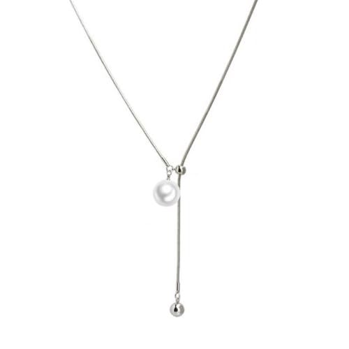Asukohu Halskette mit Perlen und Kugeln, Legierung, modisch, schlicht, für Damen und Mädchen, verstellbare Halskette, Party, Geburtstagsgeschenk, Metall von Asukohu