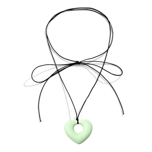 Asukohu Hohle mehrfarbige Halskette mit Herz-Anhänger für Damen, elegant, verstellbare Kette, Metall von Asukohu