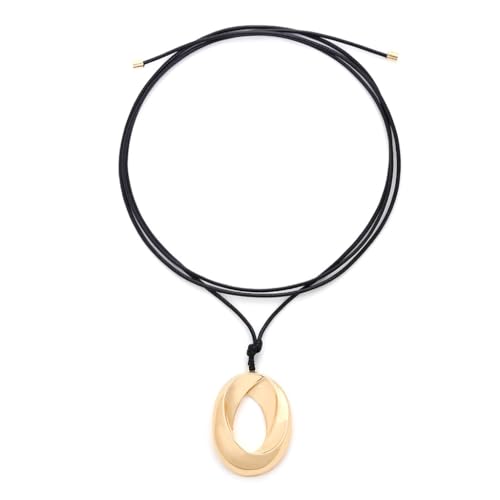 Asukohu Hohle ovale Halskette aus Metall, geometrischer Anhänger, Schlüsselbeinkette, Ornament für Frauen, Metall von Asukohu