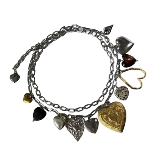 Asukohu Kantige Liebe Herz Anhänger Taille Kette Für Frauen Männer Stilvolle Verstellbare Länge Körperkette Schmuck Für Kleidung Styling Gothic Love Heart Anhänger Taille Accessoire von Asukohu