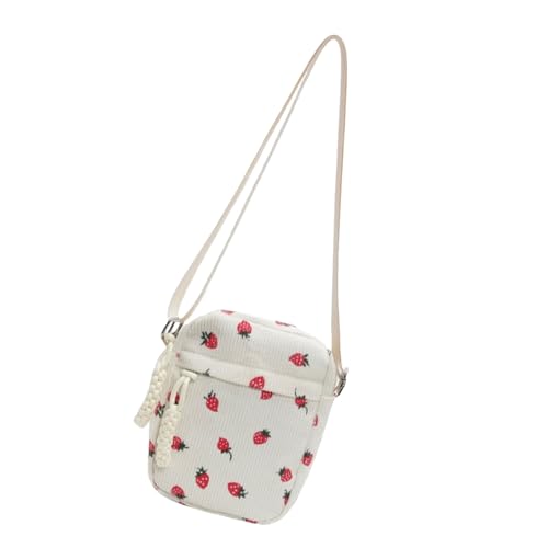 Asukohu Kleine Umhängetasche für Damen, aus Kordsamt, Erdbeer-Druck, Crossbody-Tasche, mit verstellbarem Riemen, für den täglichen Gebrauch, flauschige Stofftaschen, erdbeere, One Size Asukohu Kleine Umhängetasche für Damen, aus Kordsamt, Erdbeer-Druck, Crossbody-Tasche, mit verstellbarem Riemen, für den täglichen Gebrauch, flauschige Stofftaschen, erdbeere, One Size von Asukohu