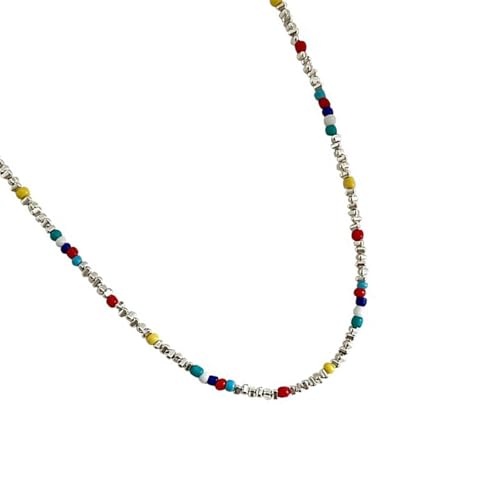Asukohu Künstlerische Schichtschmuckset Mit Regenbogenperlen Und Zarten Ketten Die Minimalistische Oder Maximalistische Stilkette Verbessern von Asukohu
