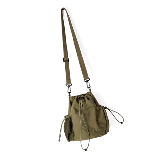 Asukohu Lässige Nylon-Eimertasche mit Kordelzug und Falten, Schultertasche, verstellbarer Riemen, Umhängetasche, Geldbörse für Damen, koreanische Mode, grün, One Size Asukohu Lässige Nylon-Eimertasche mit Kordelzug und Falten, Schultertasche, verstellbarer Riemen, Umhängetasche, Geldbörse für Damen, koreanische Mode, grün, One Size von Asukohu