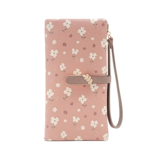 Asukohu Lange Damengeldbörse, Blumendruck, große Kapazität, Geldbörse, Handytasche, viele Fächer, Geldbörsen mit Kartenfächern, Blumendruck, für Damen, lange große Kapazität, Geldbörse, Handy-Tasche von Asukohu