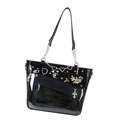 Asukohu Leichte Schultertasche mit japanischem Anime-Ästhetik-Unterarm-Handtasche für lässige Ausflüge und den täglichen Gebrauch, Schwarz , One Size von Asukohu