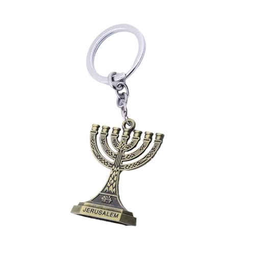 Asukohu Menora Schlüsselanhänger Mit Traditionellem Jüdischen Symbol Religiöse Legierung Schlüsselanhänger Kulturbegeisterte Menorah Form von Asukohu