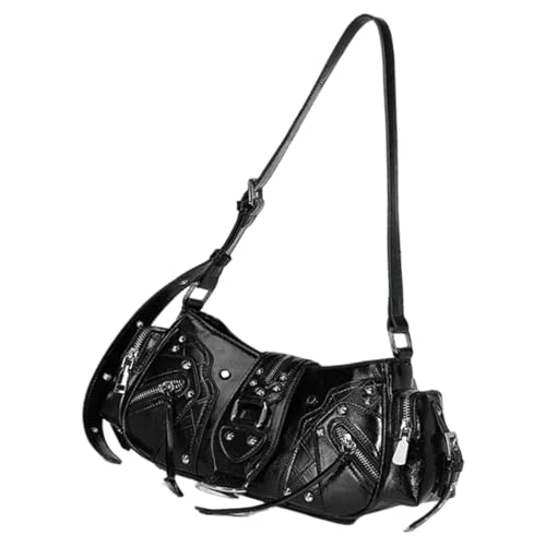 Asukohu Mode Handtasche PU Leder Umhängetasche Unterarmtaschen Für Den Täglichen Gebrauch Mit Vintage Inspirierten Nietverzierungen Pendlern Und Gelegenheitsbeutel von Asukohu