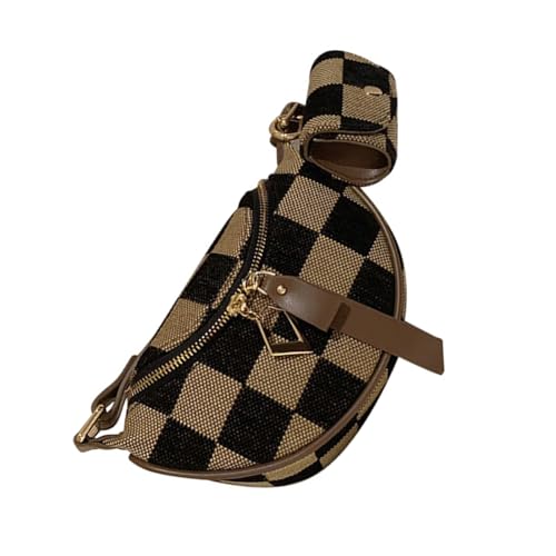 Asukohu Moderne und praktische Damen braun karierte Hüfttasche Crossbody Taschen Casual Schulter Geldbörse für Modebegeisterte braune Brusttasche von Asukohu