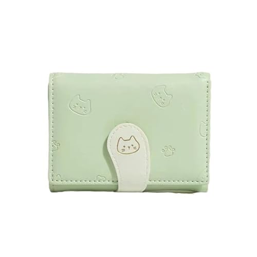 Asukohu Modische Geldbörse für Damen, klein, kompakt, kurz, PU-Leder, dreifach gefaltet, Kreditkartenhalter, einfache Clutches Geldbörse für Damen, grün, Mass Beauty von Asukohu