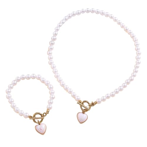 Asukohu Modische Halskette mit Kunstperlen, Modeschmuck, Perlen, verstellbare Kette, Geschenk für Modeliebhaber, Perlenschmuck-Set, Einheitsgröße, Wie beschrieben, Wie beschrieben von Asukohu