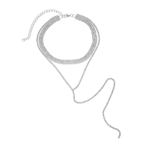Asukohu Modische Kristallkette, lange Halskette, klassische Kristallkette, Choker-Halskette, elegante Hochzeitskette, Schmuck für Frauen, Kupfer von Asukohu