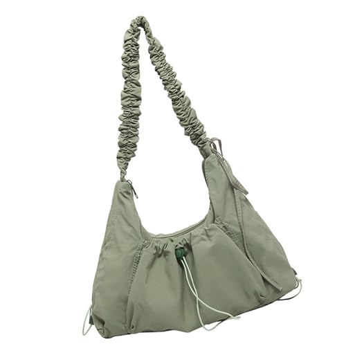 Asukohu Modische Nylon-Umhängetasche mit plissiertem Riemen, verstellbar, große Kapazität, Crossbody-Tasche für Damen, grün, One Size Asukohu Modische Nylon-Umhängetasche mit plissiertem Riemen, verstellbar, große Kapazität, Crossbody-Tasche für Damen, grün, One Size von Asukohu
