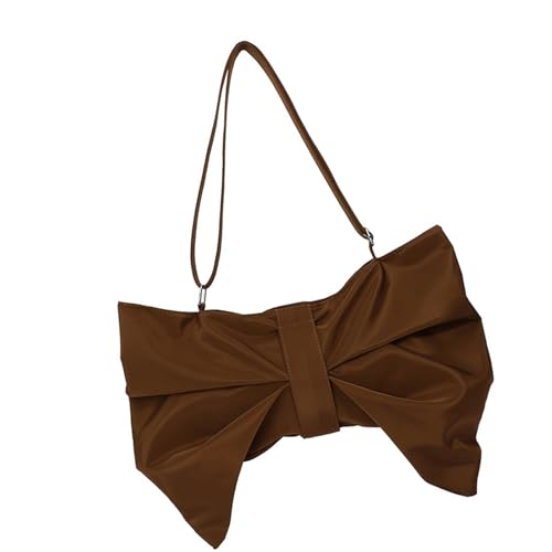 Asukohu Modische Schultertasche mit Schleife, für Damen, Nylon, trendige Achseltaschen mit gerüschtem Design, für den täglichen Gebrauch, große Kapazität, Schleifen-Handtasche, khaki, One Size von Asukohu