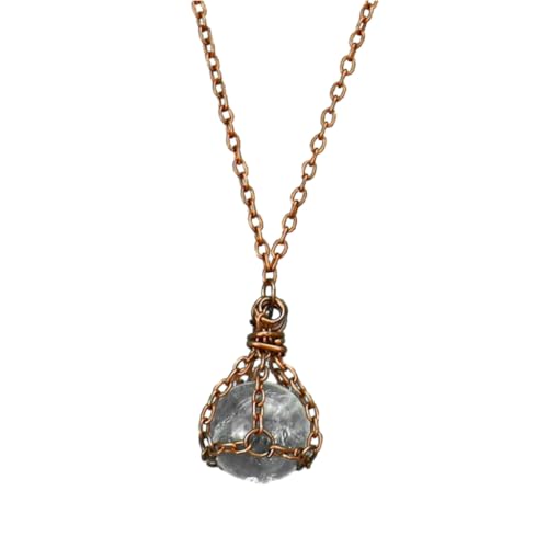 Asukohu Natürliche Kristall-Halskette mit Netztasche, verstellbare Schlüsselbein-Ketten, Schmuck, Metall von Asukohu