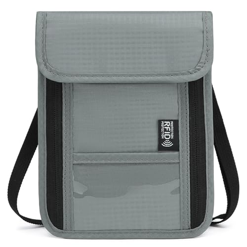 Asukohu RFIDS Blockieren Stash Neck Wallet Leichte Reisebeutel + Passhalter Für Frauen Männer Halten Telefon Bargeldkarten Schlüssel Reisebeutel Hals Brieftasche Familienpasshalter Organisatoren Fall von Asukohu